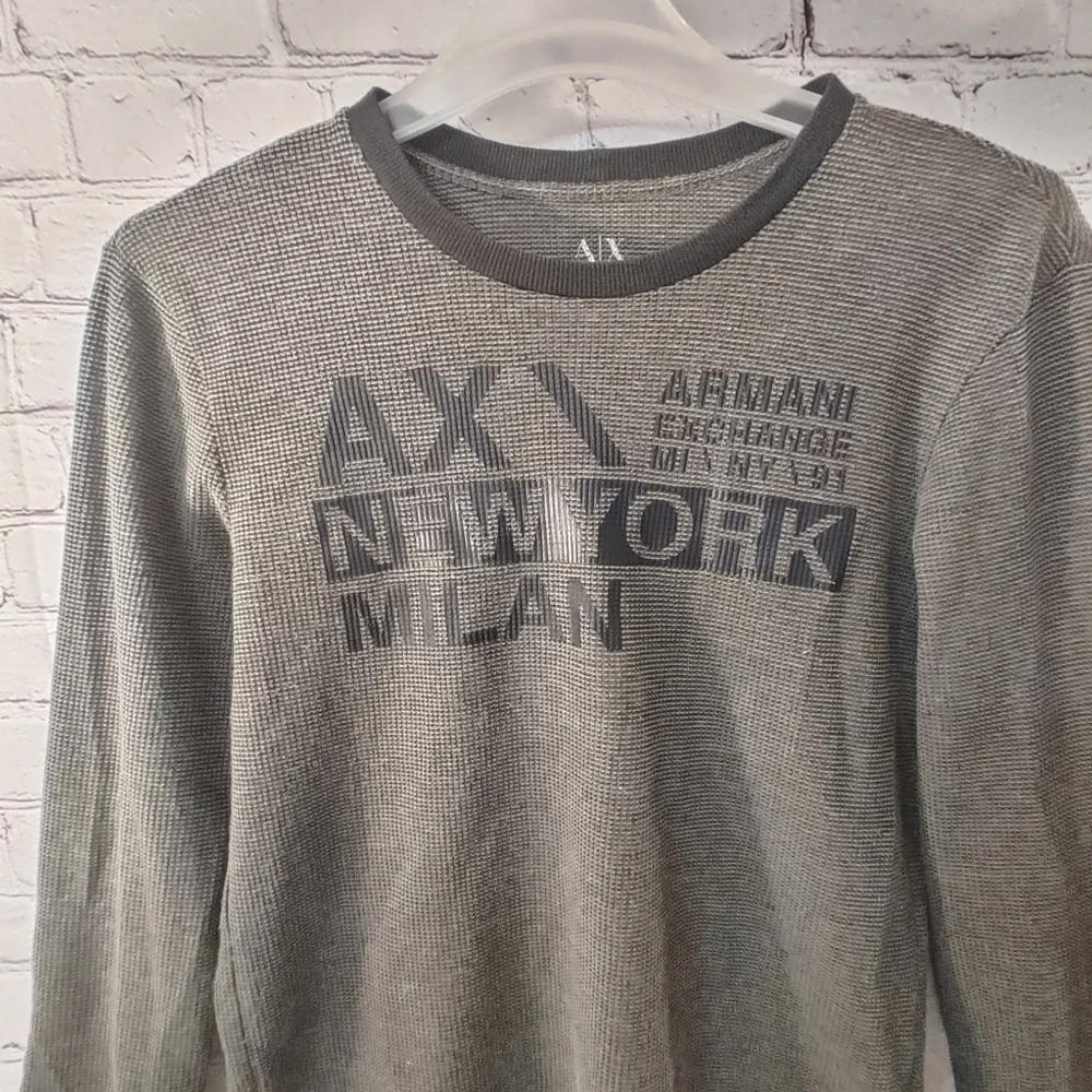 Armani Exchange Mens Waffle Knit Ringer Newyork Milan Pullover Medium Longsleeve - Picture 5 of 11